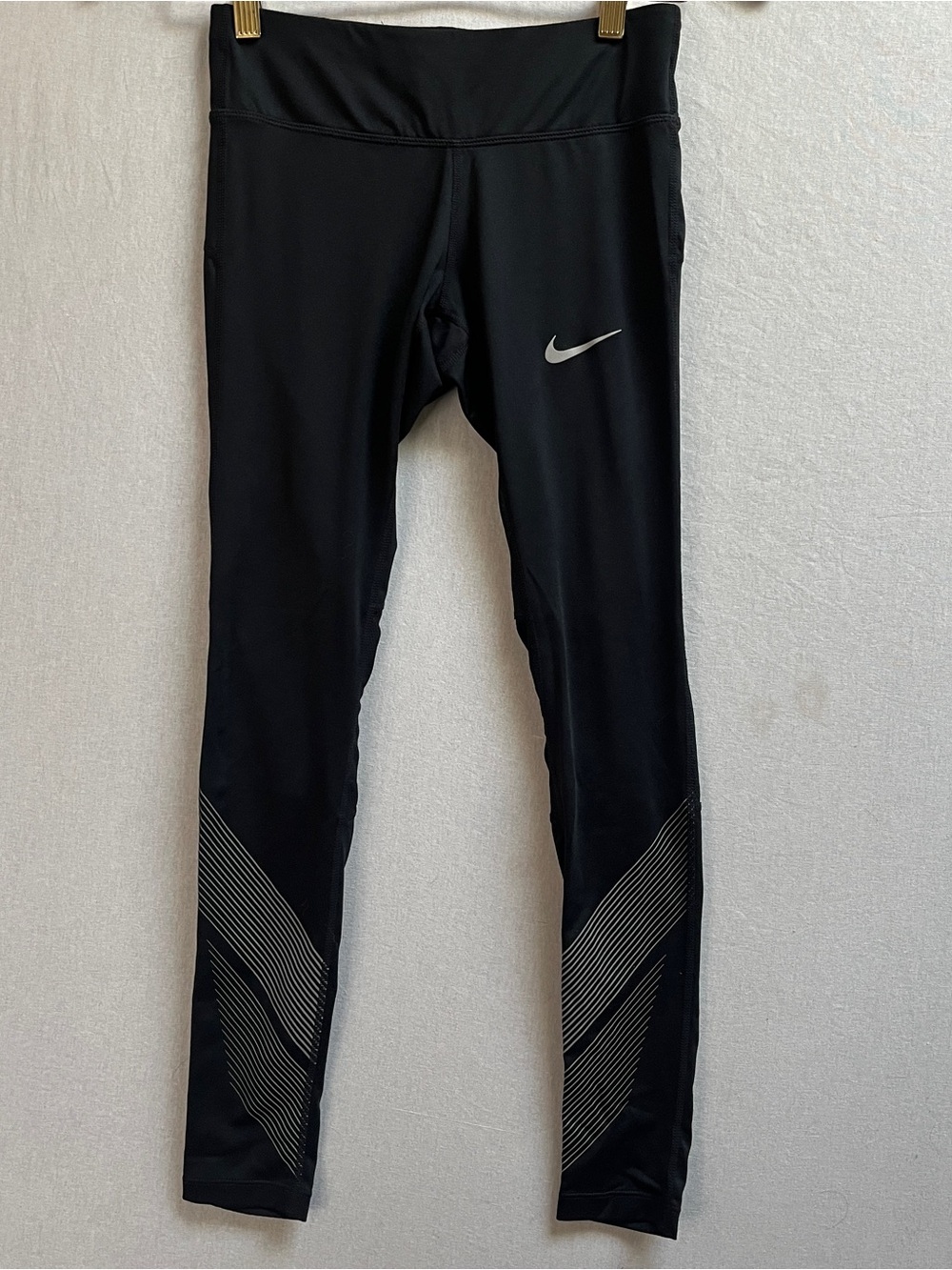 Nike Dri-FIT Women's Running Leggings Reflective Stripe Black Silver XS